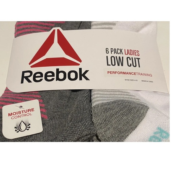 Reebok Low Cut Performance Socks 6 Pair Women 4-10 Gray White Multicolor w Logo - Picture 2 of 11